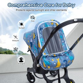 Baby Car Seat Cover, Breathable Carseat Covers Baby with Mesh Screen, Infant Car Seat Canopy Cover for Girls Boys, Newborn Car Seat Sunshield for Summer, Soft Baby Carrier Cover Newborn Essentials