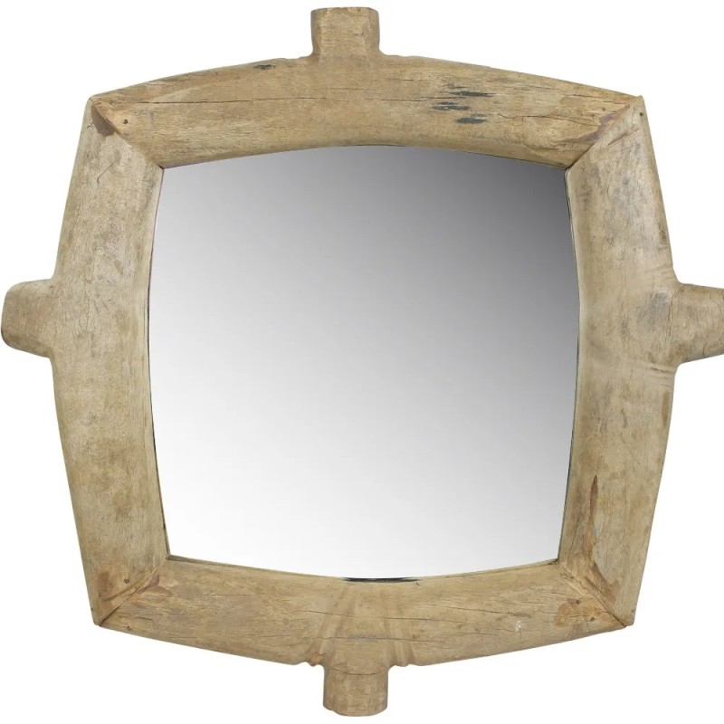 Homeroots Natural Wooden Square Wall Mirror