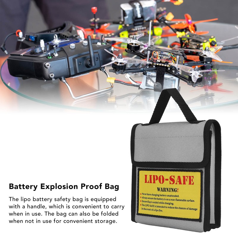 Lipo Battery Safety Bag Grey Fireproof Explosion Proof Battery Guard