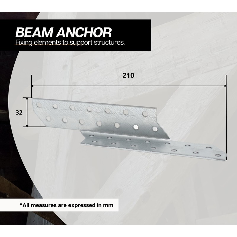 DOJA Barcelona Rafter Purlin Anchor, 210 x 32 mm, Right,