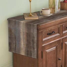 Abstract Art Deep Brown Table Runners Washable Non-Slip Rectangle Dresser Scarves Table Decor for Farmhouse Dining Party Holiday 13x72