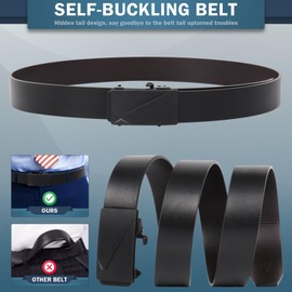 Chyaya Men'S Belt，Mens Leather Belt,Adjustable Leather Ratchet Belt 3.5cm Trim To Fit,Men’S Automatic Buckle Belt For Suit Jeans Casual,Formal,Work Wear (110cm,Fit waist size 32-34')