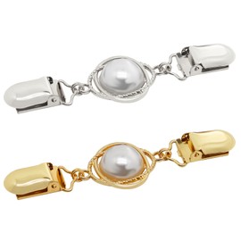 Frutain 2Pcs Cinch Clip Waist Cincher Clips for Women Dress Back Cinch & Shawl Cardigan Sweater Shirt Fasteners(GS-Pearl-Circle)