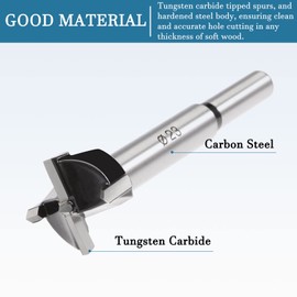 QUARKZMAN 1 x 23 mm Forstner Drill Tungsten Carbide Wood Hole Saw Auger Opener for Furniture Plastic Door Hinge Black