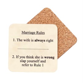 Marriage Rules Novelty Coaster - Unique Fun Gift for Him/Her - Made in UK