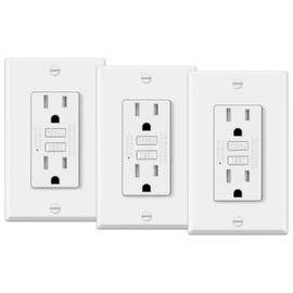 3 Pack - ELECTECK 15 Amp GFCI Outlets, Tamper Resistant, Ultra Slim GFI Receptacles with LED Indicator, Ground Fault Circuit Interrupter, Decor Wallplates Included, ETL Listed, White