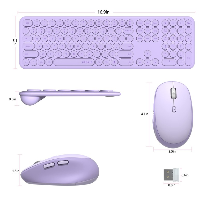 UBOTIE Wireless Keyboards and Mouse, Silent Scissor Switches Slim Keyboards