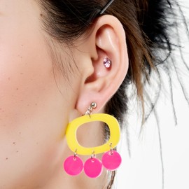WOOYAS Acrylic Clip on Earrings for Women, Statement Dangle Earrings Cute Clip on Earrings for Women Comfortable Clip Earrings Non Pierced Jewelry for Birthday Valentine's Day Gift