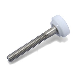 #8-32 x 1-1/4" Thumb Screw Stainless Steel - White Knurled Round Plastic Knob - Standard/Coarse Thread Thumbscrew - Length: 1.250" - Proudly Built in USA - Package of (10)