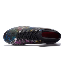 XGHRIAN Boys Girls Soccer Cleats Football Cleats Youth Firm Groud Soccer Shoes Athletics Outdoor Football Shoes Sneakers,Black,Big Kid 1