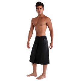 1 World Sarongs Mens Sulu in Black in 32