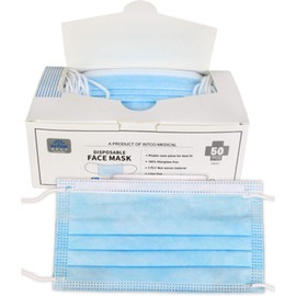 Intco Medical Procedure Face Mask with Earloops, Blue, Box of 50