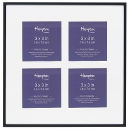 Hampton Frames MADRID MAD4AP33B Black Glass Photo Frame for 4 Apertures, 3 x 3 Inch