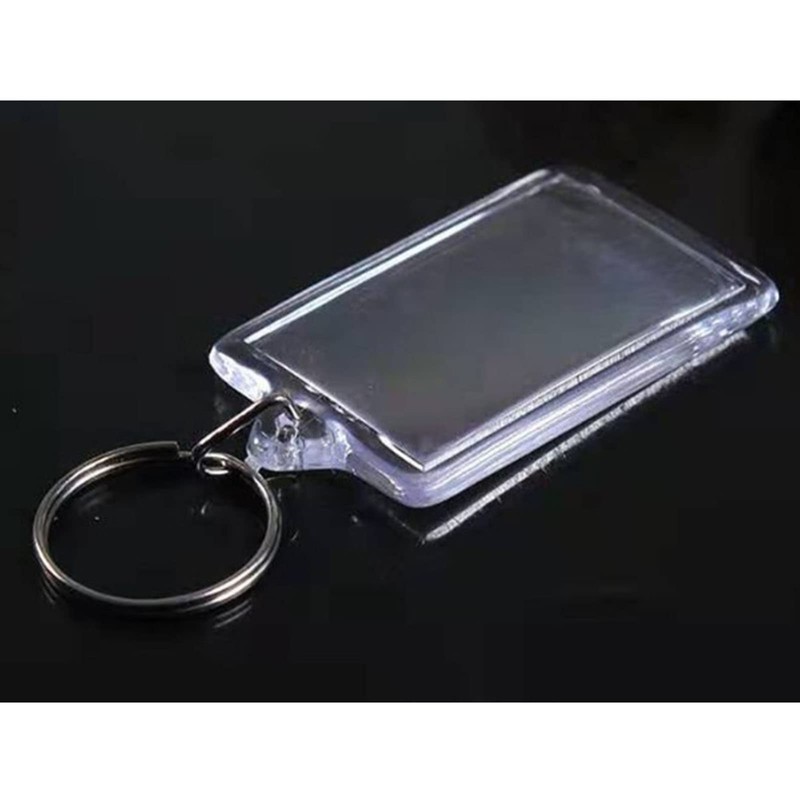 100Pcs Clear Acrylic Photo Frame Keychain, 5.5x4cm Clear Rectangle Blank