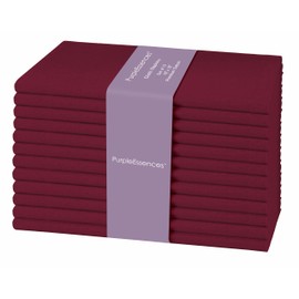 PurpleEssences Juego de 12 servilletas de Tela para Cena, 100% algodón, 18 x 18, Suaves, duraderas, Lavables, Ideales para Fiestas en la Granja, otoño, Acción de Gracias, Halloween - Borgoña