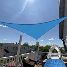 TANG Sunshades Depot A Ring Design Steel Cable Wire Reinforcement 8' x 10' x 13' Right Triangle Sun Shade Sails Blue Heavy Duty Permeable 260GSM U*V Block Patio Garden Deck Dock Outdoor Facility