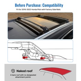 SNIXWOO Fits Honda Pilot 2016-2022, Upgrade 265 LBS Lockable Roof Racks Cross Bars, Heavy Duty All Aluminum Rooftop Accessories