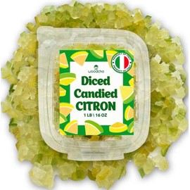 Diced Candied Citron, Glazed Citron Peel For Baking, Candied Fruit or Fruitcake, Fruit Snacks, No GMO, Vegan, Kosher- Candied Fruits for Baking – Perfect for Christmas, Easter, Thanksgiving, Weddings, Holidays & Homemade Desserts, 16oz