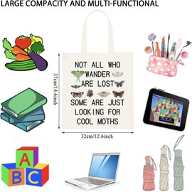 JTOUK Moth Lover Gifts Not All Who Wander Are Lost Some Are Just Looking For Cool Moths Tote Bag (Cool Moths Tote EU)