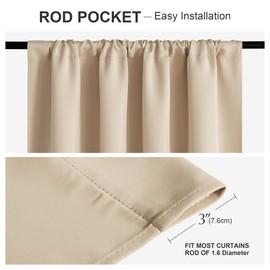 PONY DANCE Small Window Curtains - 36 inches Length Short Drapes for Kitchen/Bathroom/Basement Thermal Insulated Matching with Curtain Panels, 42" x 36", Biscotti Beige, 2 PCs