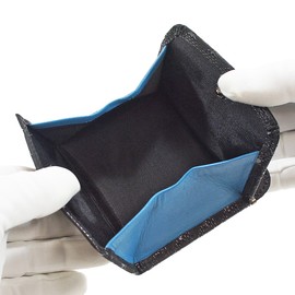 Indenya 2802-01 Inden Wallet, Coin Purse, Deer Leather, Takane, Mt. Fuji Pattern, Black Background x Black Lacquer, black