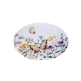 Table Cloth Table Cloth Round 130, 150, 170 cm Spring Summer White Printed with Yellow Butterflies and Colourful Flowers (170 cm)