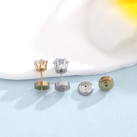 Respaldo de aretes para pernos, 4 piezas de respaldos de arete para orejas caídas, aretes pesados, levantadores de aretes de bloqueo seguro reemplazos en oro blanco y oro de 18 quilates, respaldo