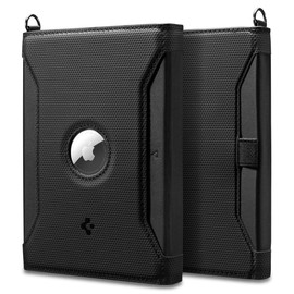 Spigen Life Passport Card Cover Holder with AirTag (not Included) Compartment Wallet Travel Documents Organizer Protector Accessories RFID Blocking Technology SIM Card Pin Included - Black