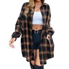Bozanly Women's Oversized Button Down Long Plaid Flannel Shirts Lapel