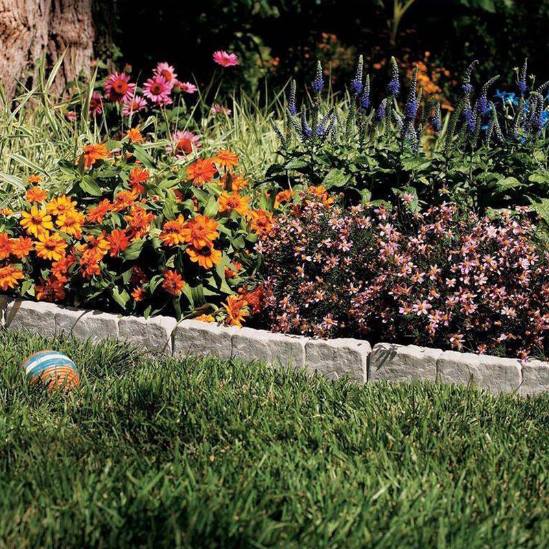 Suncast Interlocking Border Edging - Stone -Like Poly Construction for