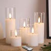 Girimax Slim Clear Glass Flameless Candles with Remote, Flickering Battery