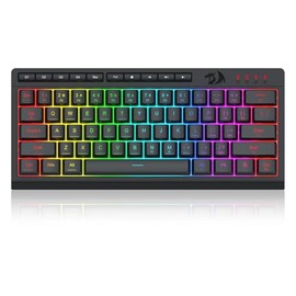Redragon K522 PRO 60% Wireless RGB Membrane Gaming Keyboard, 3 Mode Compact 61 Keys Linear Mechanical-Feel Switch Keyboard w/ 4 Extra On-Board Macro Keys & Media Control Keys