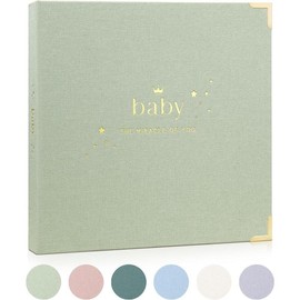 Baby Book Keepsake for Baby Boys and Girls - Baby's First 5 Year Memory Book - Baby Journal Scrapbook Photo Album - Gender Neutral Baby Milestone Book for New Parents - Childhood Memory Book for Baby - Color: Sage Green