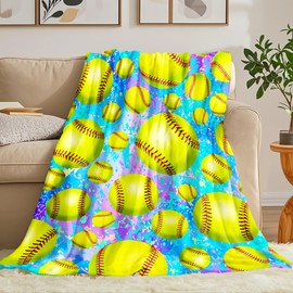 Softball Blanket Gifts for Girls Ultra Soft Flannel Softball Throw Blanket for Bedding Bedroom Decor Accessories Stuff 50"x40"