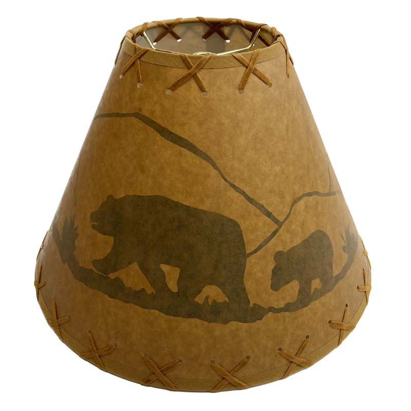 Rustic Oiled Kraft Laced Bear Lamp Shade - 14"