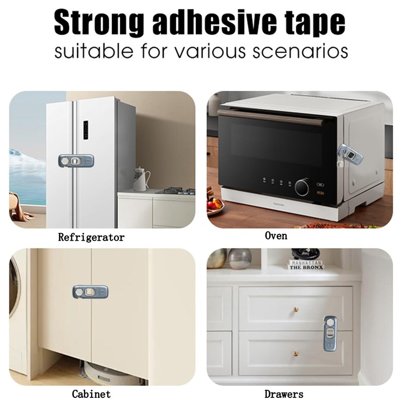 Fridge Locks with Self Adhesive, Refrigerator Latch for Kids, Toddlers