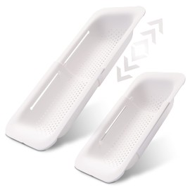 LINFELDT® Kitchen Sink Strainer Extendible 36-46.5 cm Sink Strainer for Sink Accessories - Kitchen Gadgets Drainer Sink Made of Plastic - Drip Tray for Sink in White