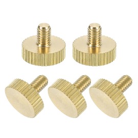 uxcell 5Pcs Brass Knurled Thumb Screws, M4x6mm Flat Stripe Bolt Knob Fasteners Solid Brass Diamond Knurled Thumb Screws Knobs for Electronic, Mechanical