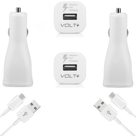 Adaptive Quick Charge Car (2Pack) Kit Compatible with Motorola Razr 5G Full 15 Watts Plus USB Type-C Cable 4ft/1.2M Cable Charges 50-80% Faster!