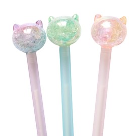 Cooapen 3 Pcs Colorful Cat Design Gel Pens with 6 Pcs Extras Refills 0.5mm Black Ink Pen Cute Aesthetic Office School Supplies Gifts for Girls Kids Women