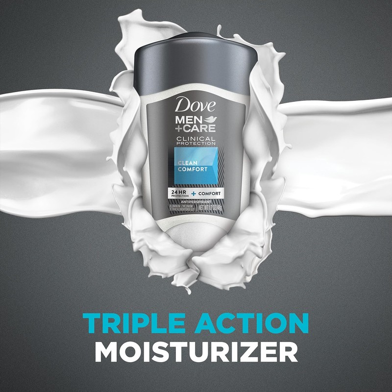 Dove Men+Care Deodorant, 96H Clinical Protection Antiperspirant, Clean Comfort 3-Pack
