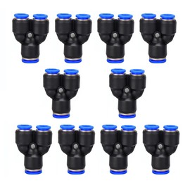 Metaland 1/4" OD Push to Connect Y Spliter 3 Way Wye Quick Push Lock Adapter (Pack of 10)