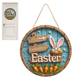 Wooden Door Sign - Wooden Cartoon Porch Ornaments | Farmhouse Outdoor Decor, Easter Egg Decorations for Wall, Garden, Farmhouse, Window