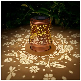 Dragonfly Solar Lanterns Outdoor Waterproof Daisy Garden Decor Birthday Gifts for Women Mom Grandma Hanging Solar Lights Metal Lantern Decoration Outside for Porch,Patio,Yard,Backyard