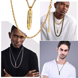 PROSTEEL Bullet Necklace Men Jewelry Gun Bullet Pendant Perfume Bottle Stainless Steel Bible Cross Couple Necklaces,PSP2965G-L