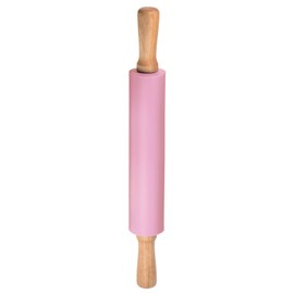HARFINGTON Silicone Rolling Pins for Baking 17 Inch Wooden Handle Non Stick Rolling Pin Small Roller Play Dough Rolling Pins for Dough Pizza Pastry Fondant Kitchen Baking, Pink