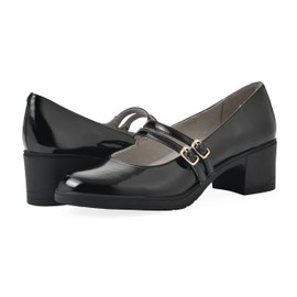 CLIFFS BY WHITE MOUNTAIN Women's Hunta Cushioned Double-Strap Mary Jane Pump, Black/Patent, 8.5 M