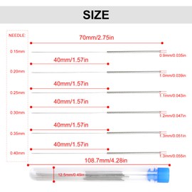 FINELYCR Pack of 60 3D Printer Nozzle Cleaning Needles, 0.15/0.2/0.25/0.3/0.35/0.4 mm Aluminium Alloy Nozzle Cleaning Needles, Suitable for Cleaning 3D Printer Nozzles