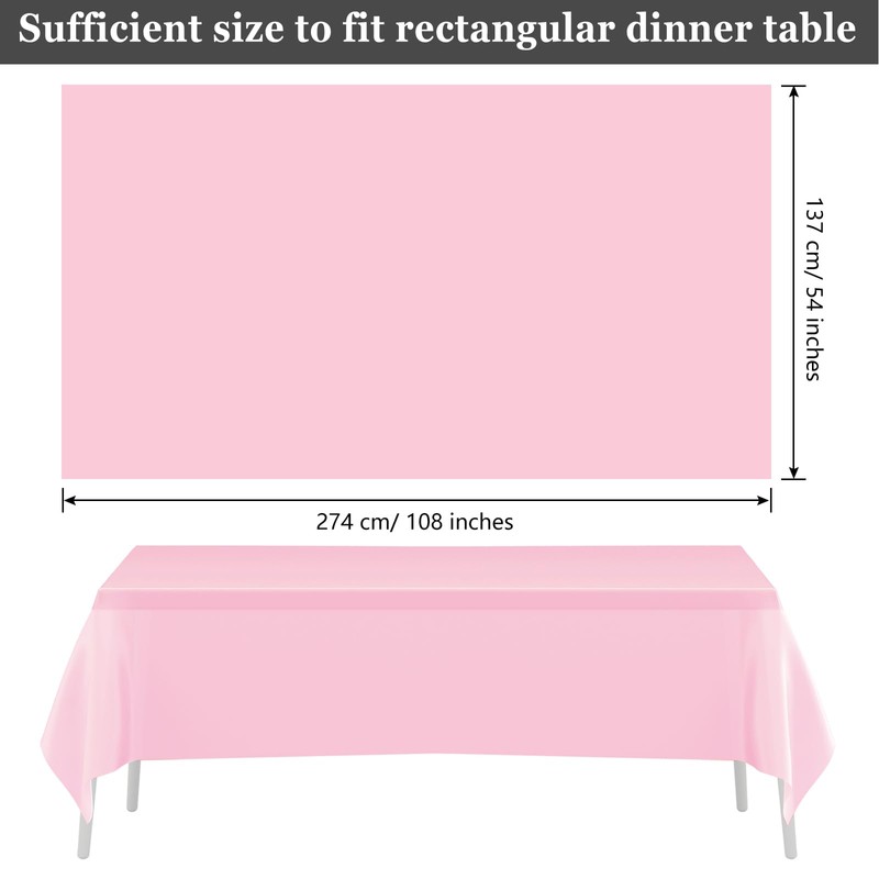PLULON 4 Pcs Pink Tablecloths Plastic Disposable Table Cover for