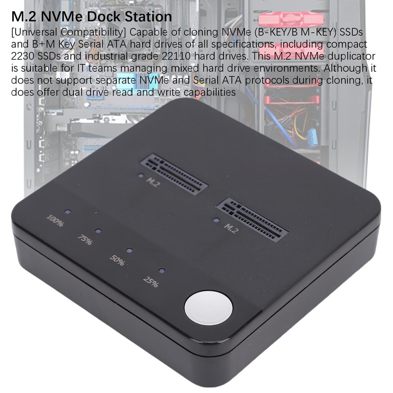 Dpofirs M.2 NVMe SATA SSD Cloner Dock, 20Gbps Dual Bay
